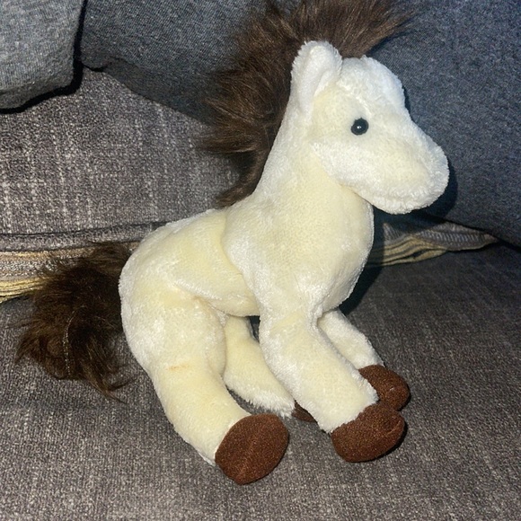 TY Marshall Beanie Baby NWT cream color with black mane DOB: 2-26-2004 - Picture 6 of 12